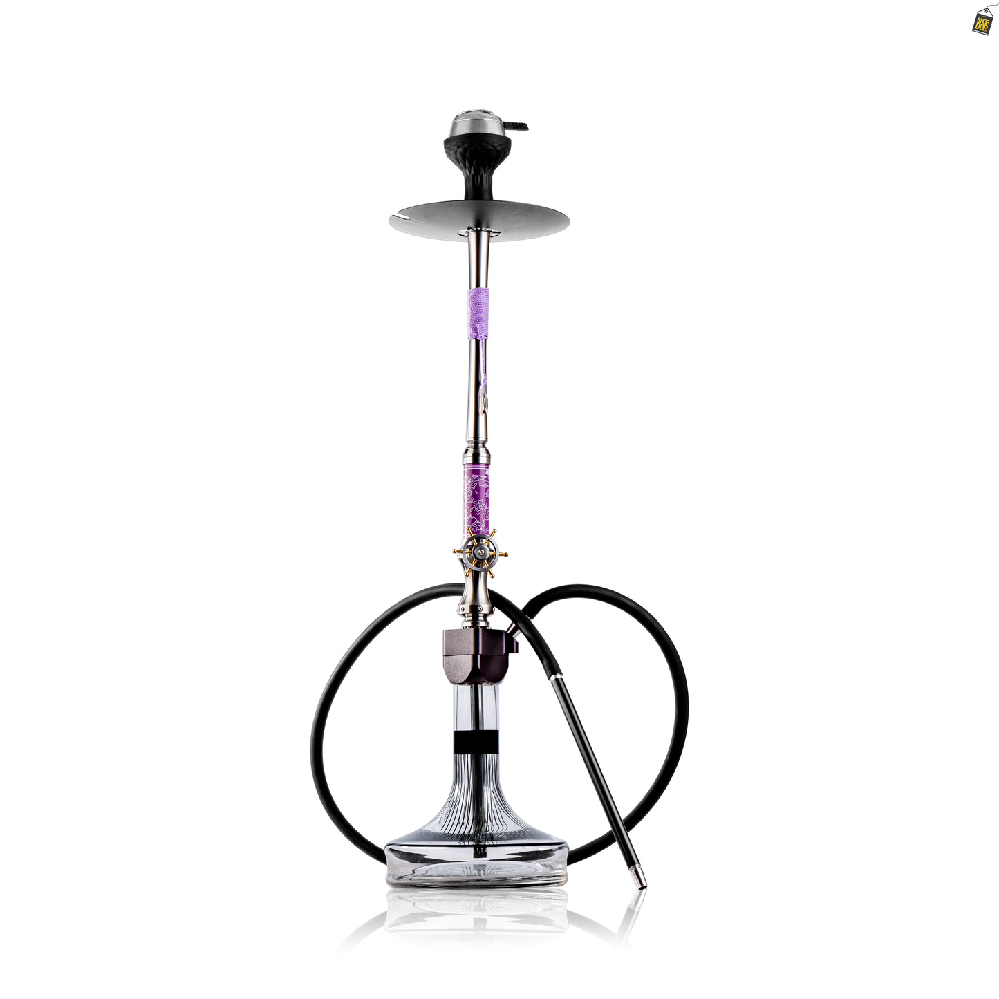 Sailor X Hookah - Purple Stem / Transparent Glass Base