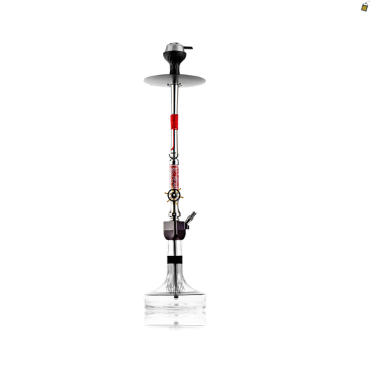 Sailor X Hookah - Red Stem / Transparent Glass Base