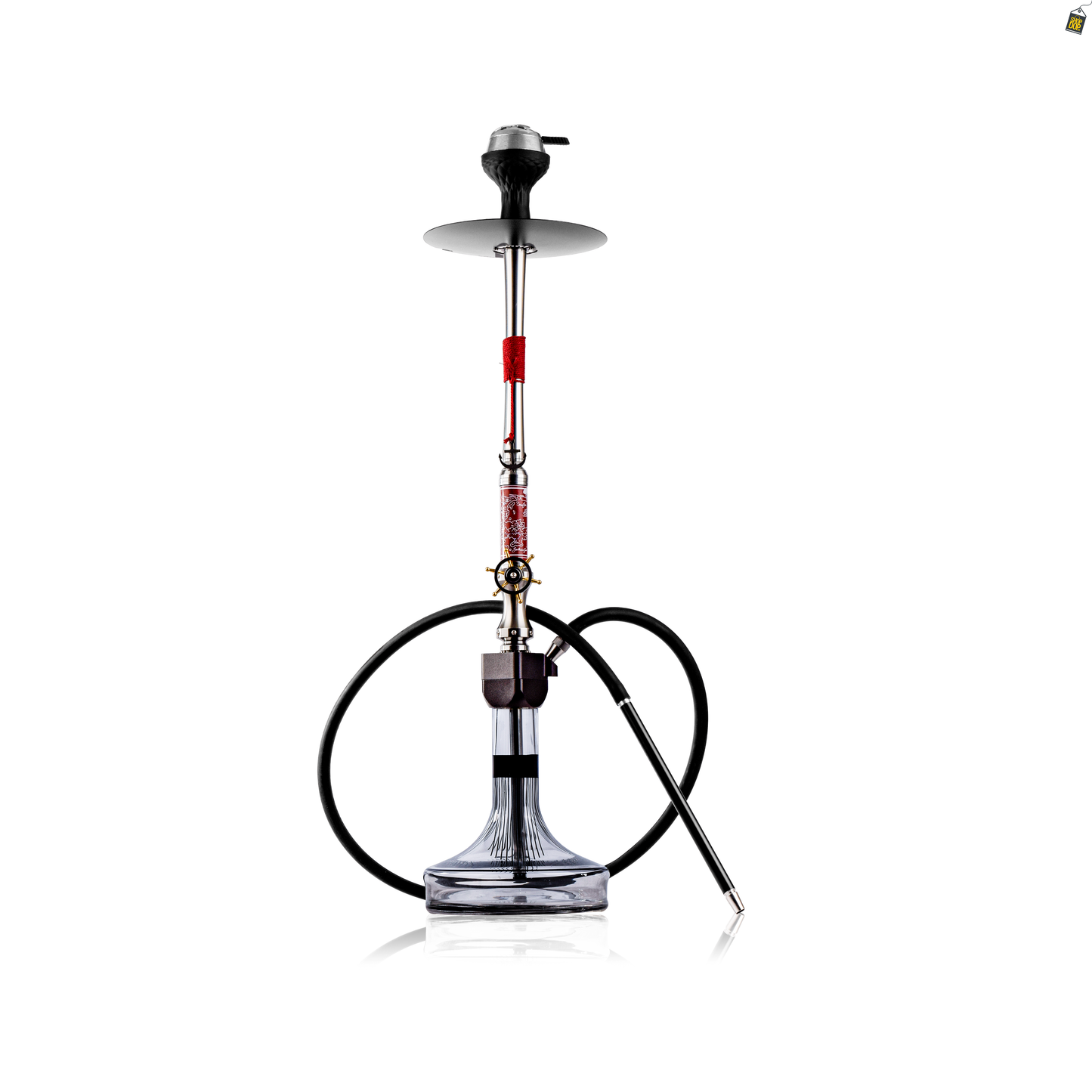 Sailor X Hookah - Red Stem / Transparent Glass Base