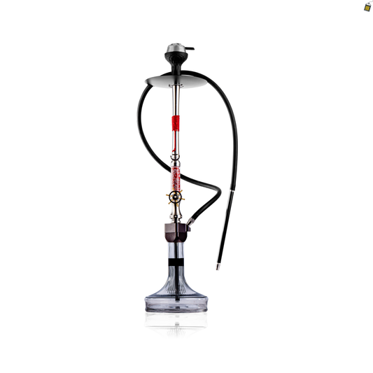 Sailor X Hookah - Red Stem / Transparent Glass Base
