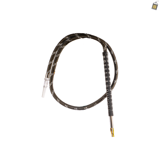 Serpent Long Foam Handle Leather Hookah Pipe - Black