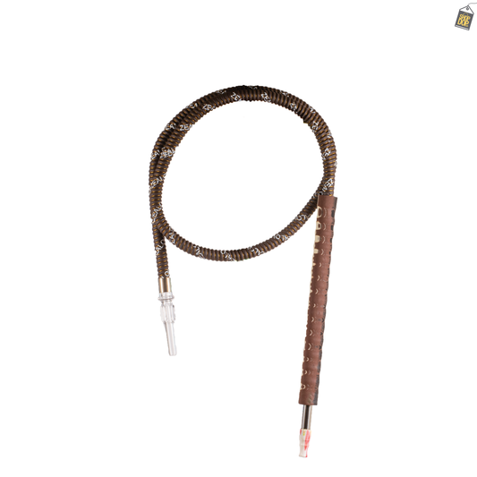Serpent Long Foam Handle Leather Hookah Pipe - Brown