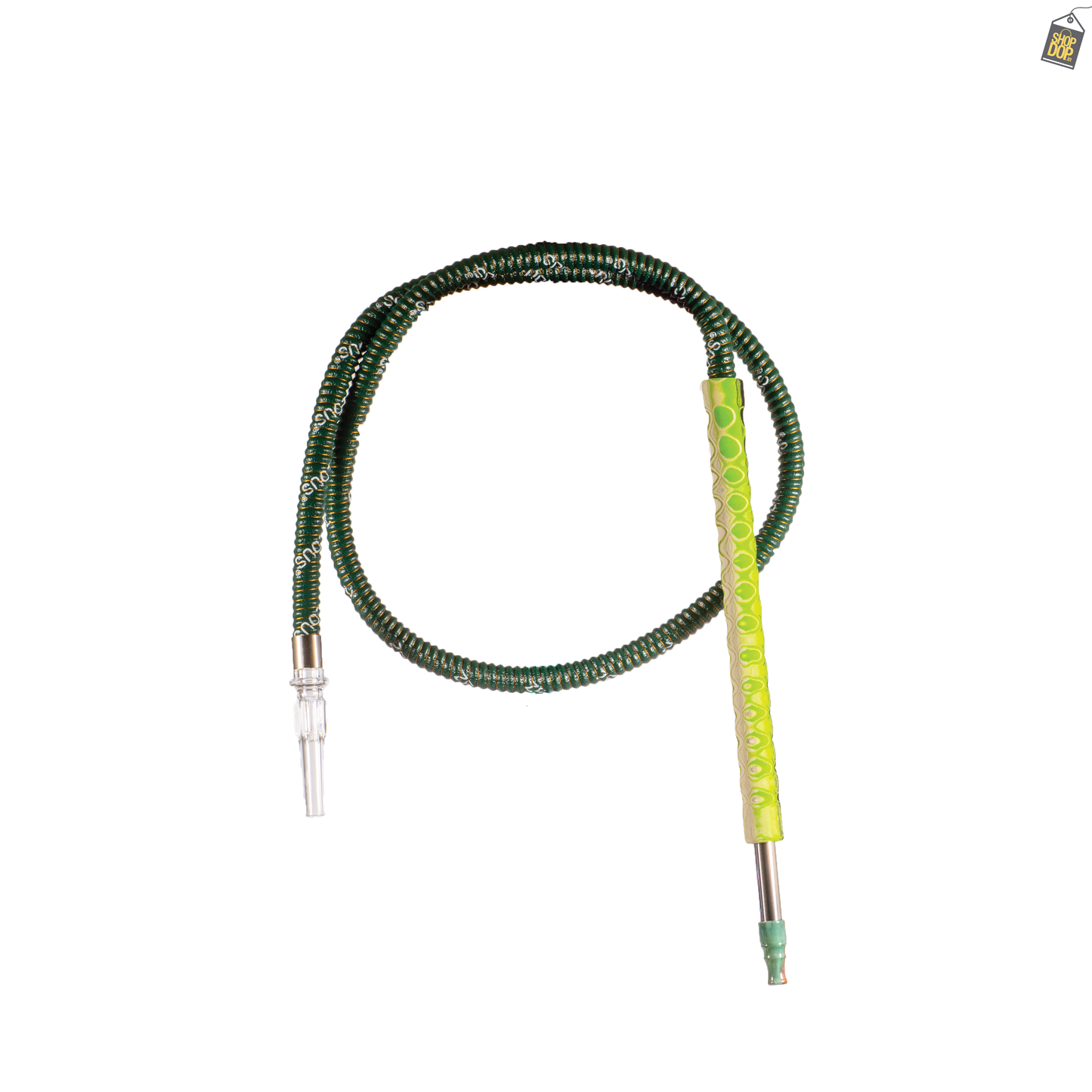 Serpent Long Foam Handle Leather Hookah Pipe - Green