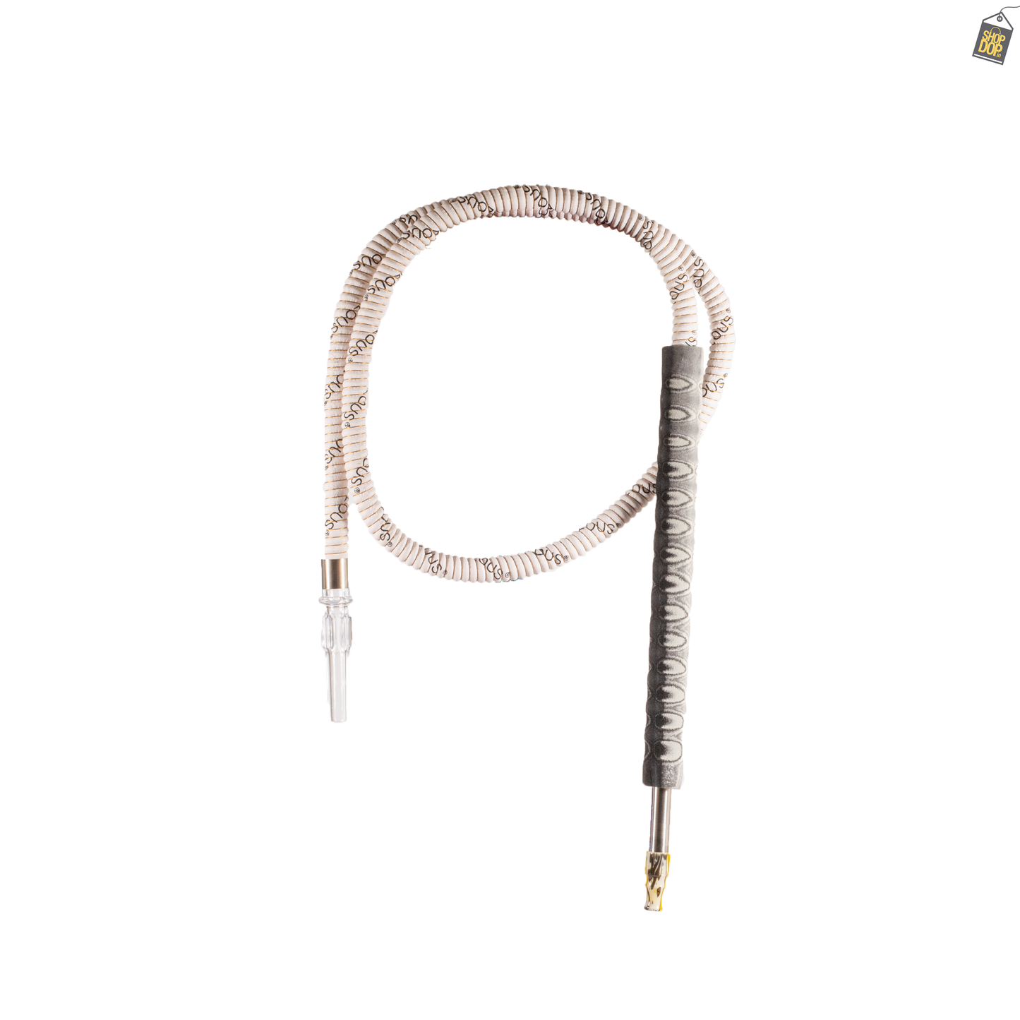 Serpent Long Foam Handle Leather Hookah Pipe - White