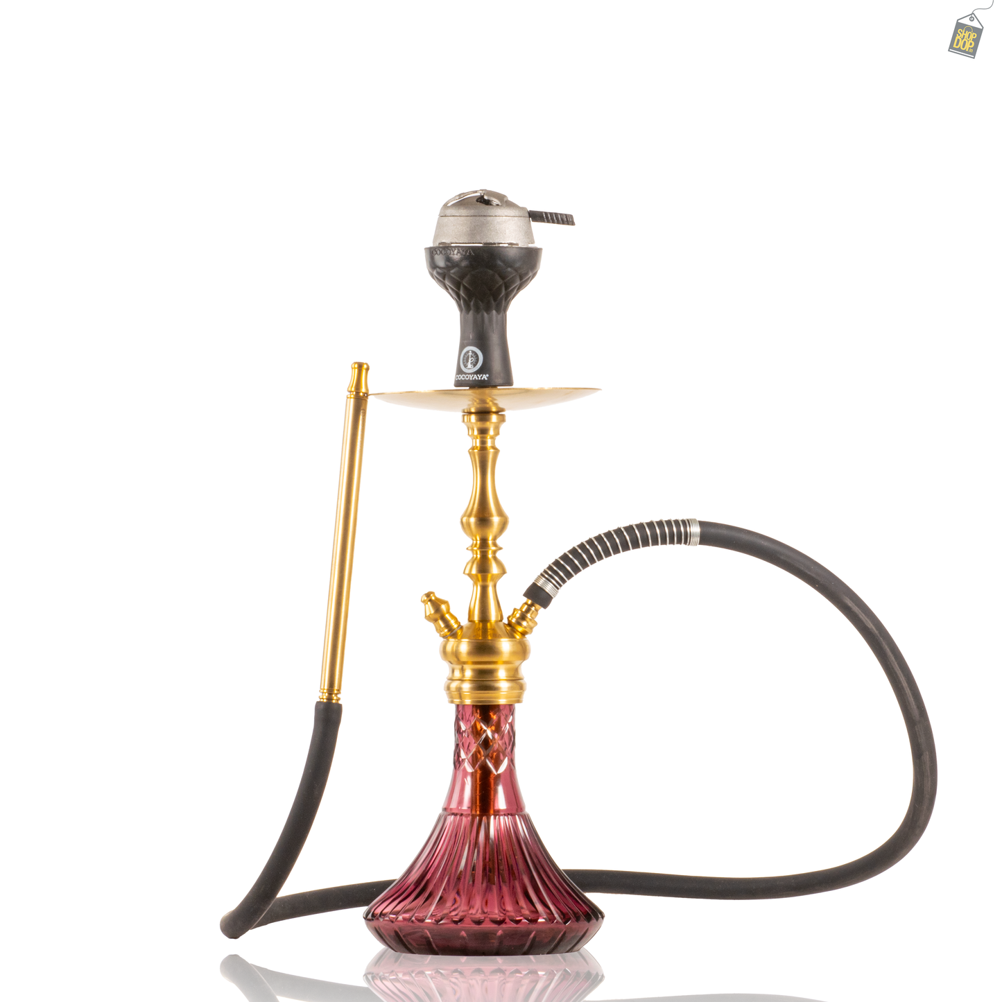 COCOYAYA Simba Hookah with Bag - Gold Stem / Purple Base