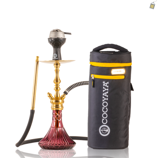 COCOYAYA Simba Hookah with Bag - Gold Stem / Purple Base