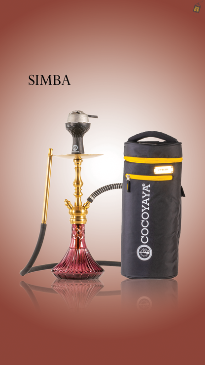 COCOYAYA Simba Hookah with Bag - Gold Stem / Purple Base