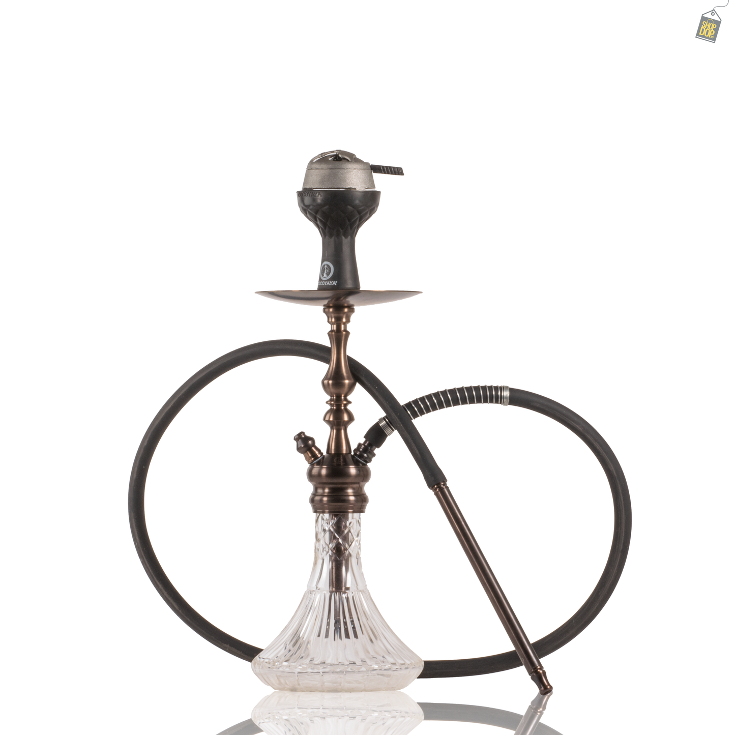 COCOYAYA Simba Hookah with Bag - Bronze Stem / Transparent Base