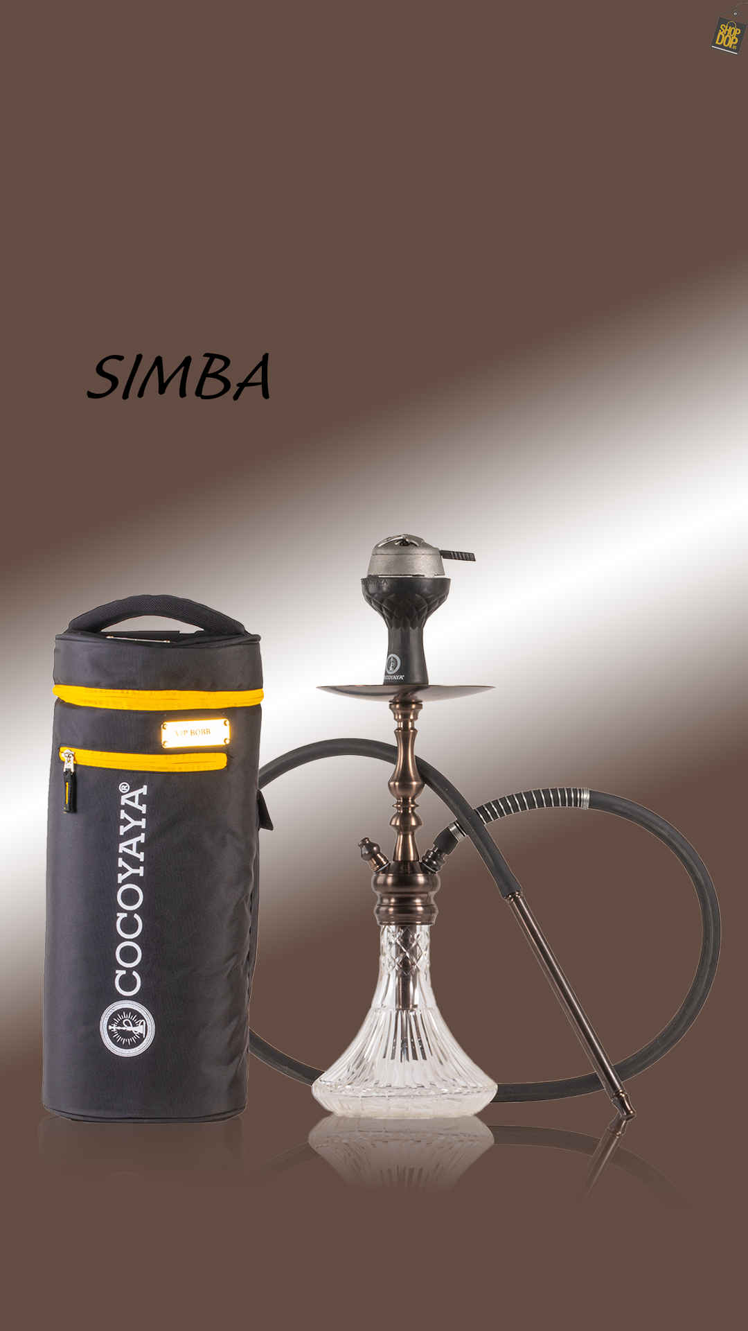 COCOYAYA Simba Hookah with Bag - Bronze Stem / Transparent Base