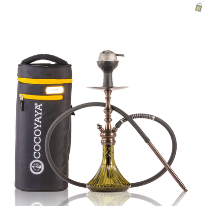 COCOYAYA Simba Hookah with Bag - Bronze Stem / Emerald Green Base