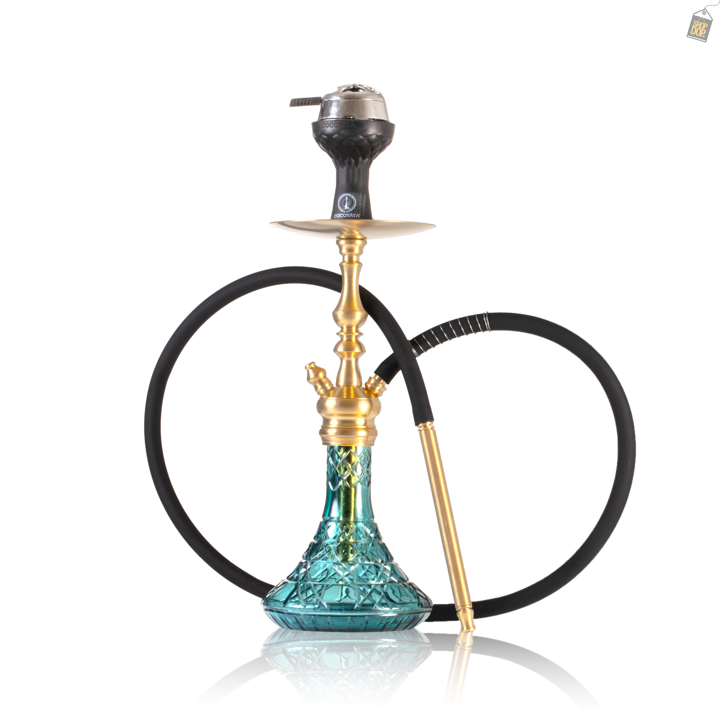 COCOYAYA Simba Hookah with Bag - Gold Stem / Aqua Base