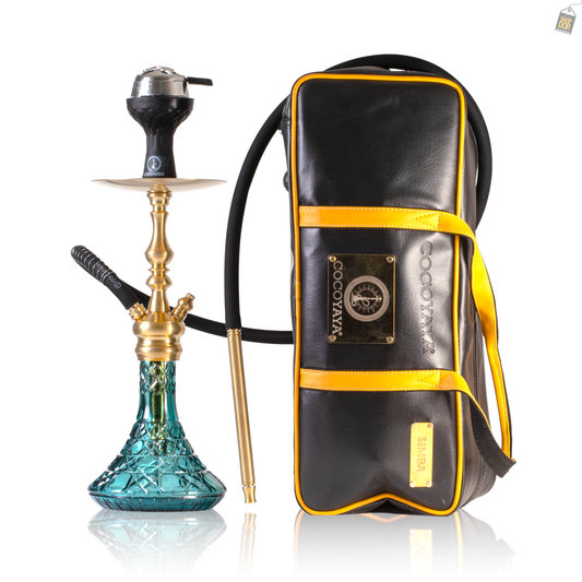 COCOYAYA Simba Hookah with Bag - Gold Stem / Aqua Base
