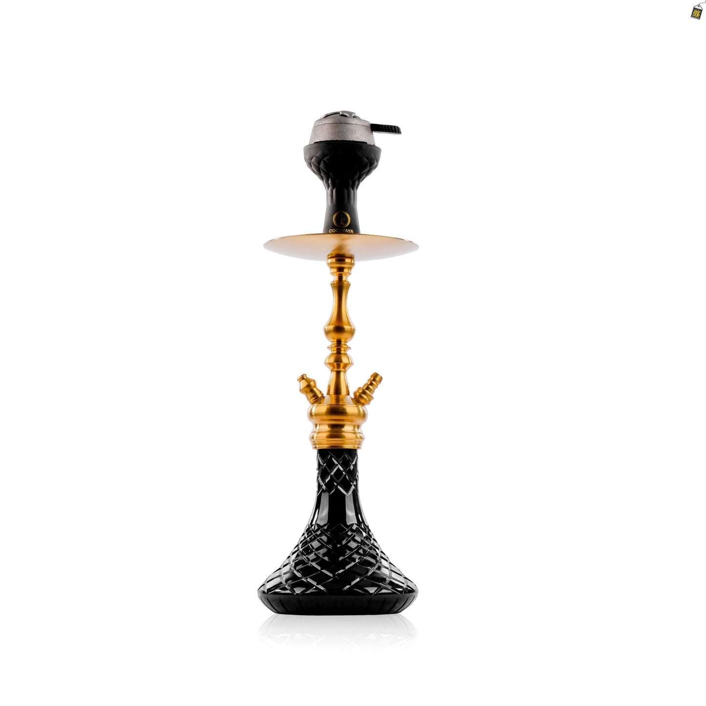 COCOYAYA Simba Hookah with Brown Bag - Gold Stem / Black Base