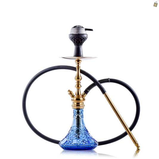 COCOYAYA Simba Hookah with Bag - Gold Stem / Blue Base