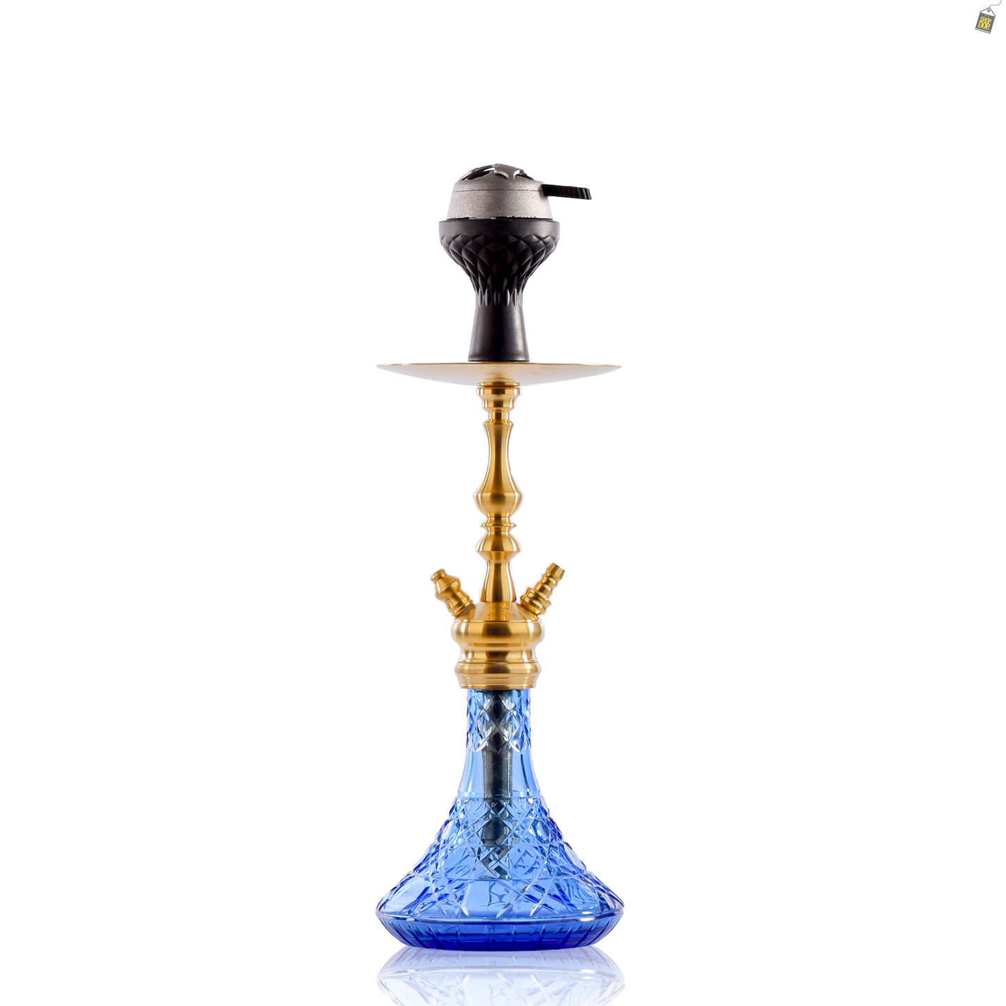COCOYAYA Simba Hookah with Bag - Gold Stem / Blue Base