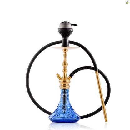 COCOYAYA Simba Hookah with Bag - Gold Stem / Blue Base