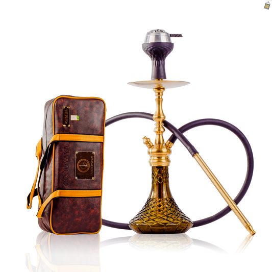 COCOYAYA Simba Hookah with Brown Bag - Gold Stem / Brown Base