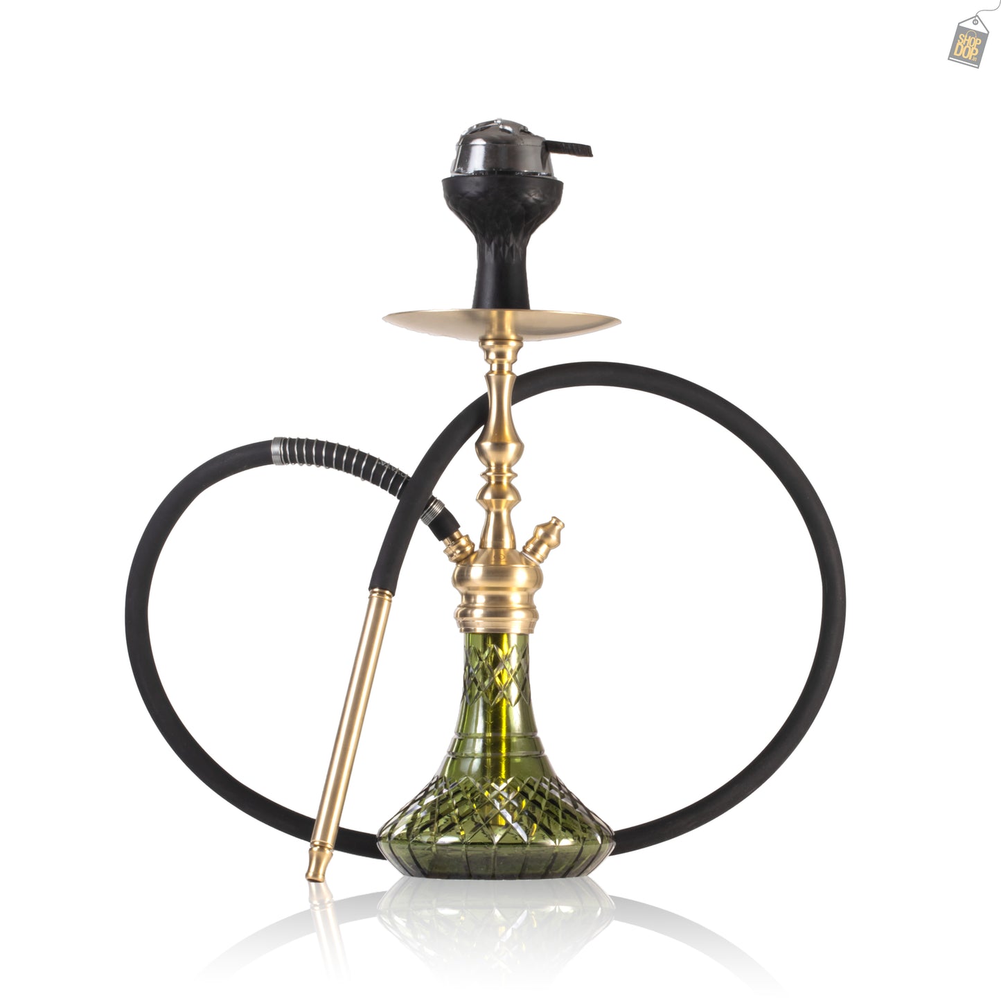 COCOYAYA Simba Hookah with Bag - Gold Stem / Green Base