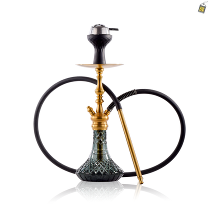 COCOYAYA Simba Hookah with Bag - Gold Stem / Emerald Green Base
