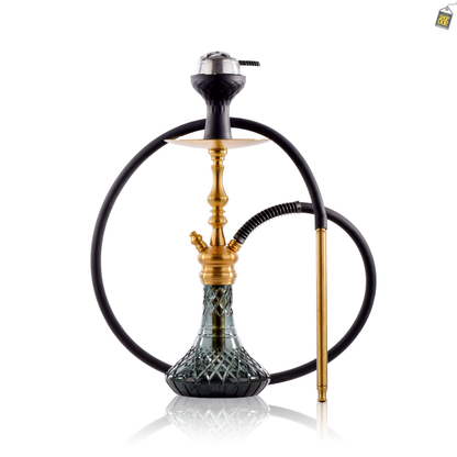 COCOYAYA Simba Hookah with Bag - Gold Stem / Emerald Green Base