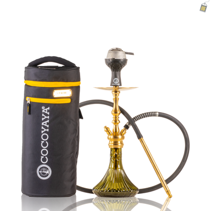 COCOYAYA Simba Hookah with Bag - Gold Stem / Emerald Green Base