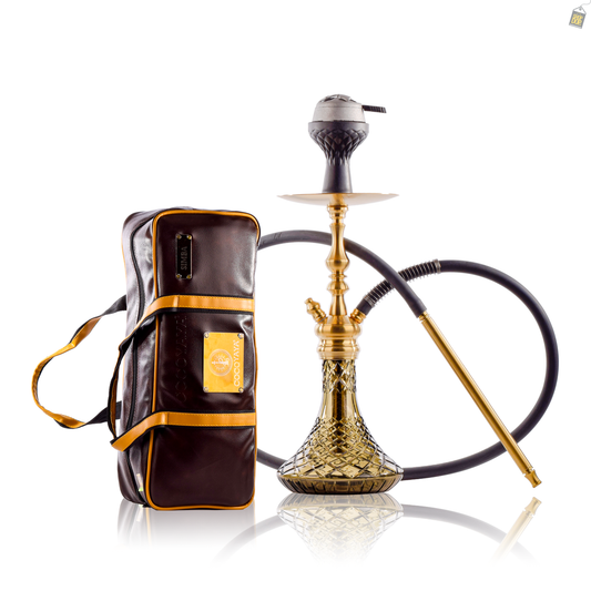 COCOYAYA Simba Hookah with Bag - Gold Stem / Grey Base