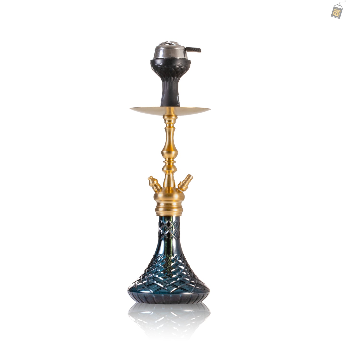 COCOYAYA Simba Hookah with Bag - Gold Stem / Navy Base