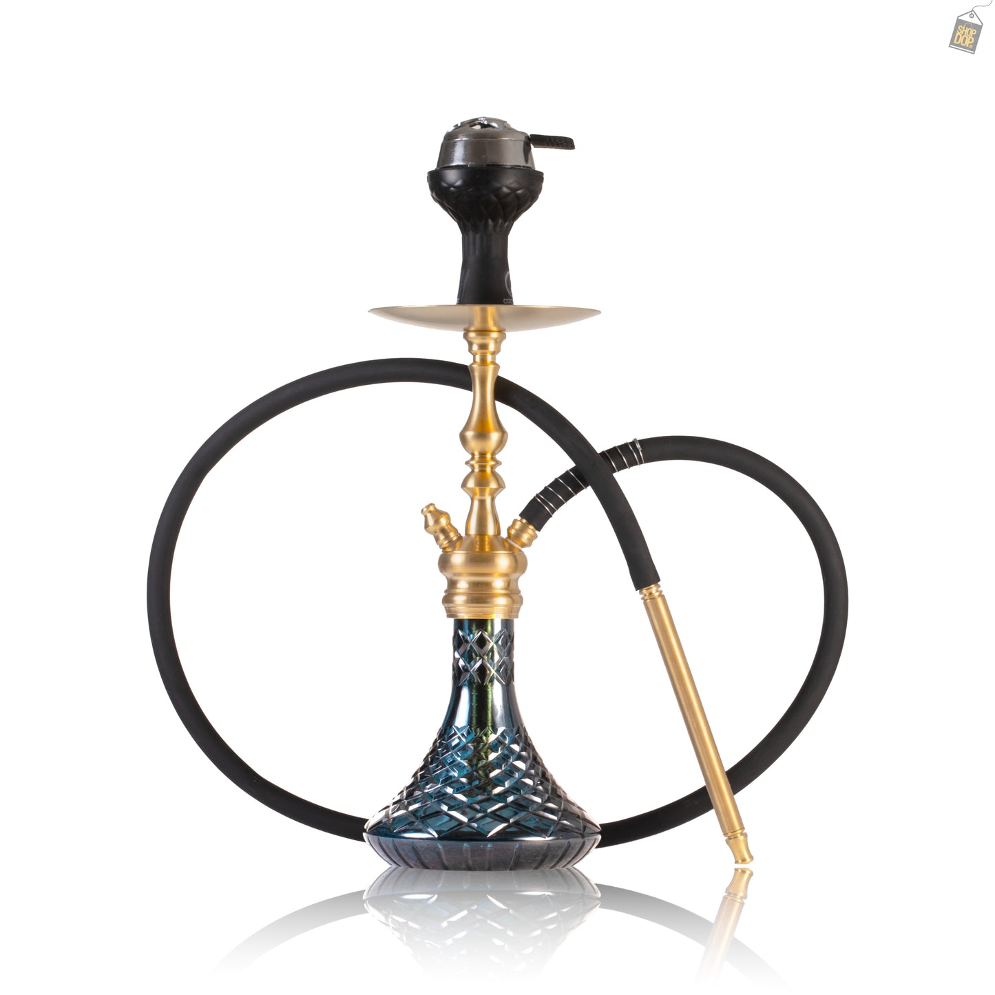 COCOYAYA Simba Hookah with Bag - Gold Stem / Navy Base