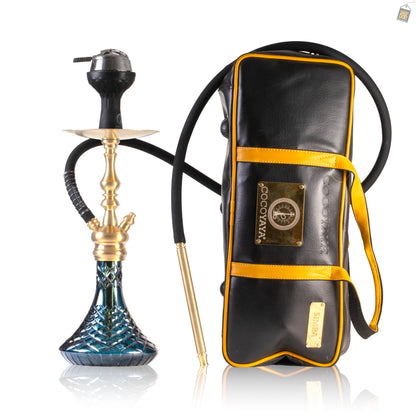 COCOYAYA Simba Hookah with Bag - Gold Stem / Navy Base
