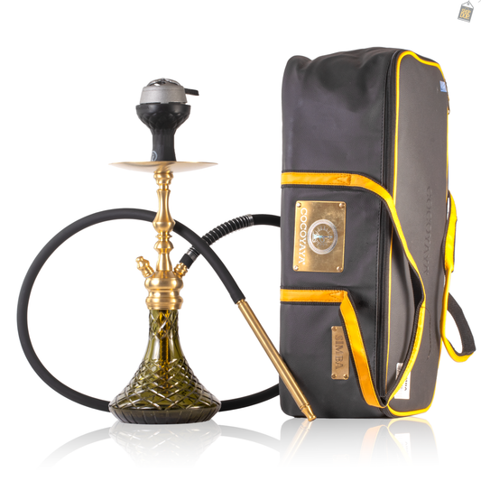 COCOYAYA Simba Hookah with Bag - Gold Stem / Olive Green Base