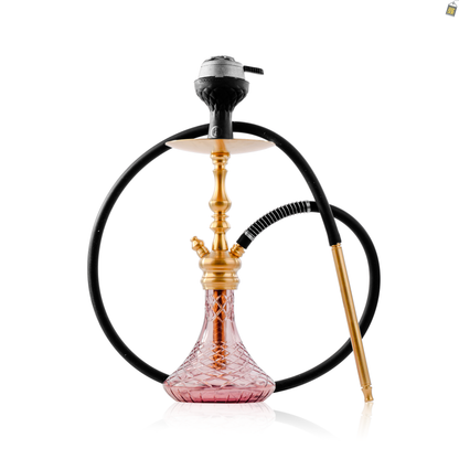 COCOYAYA Simba Hookah with Brown Bag - Gold Stem / Purple Base