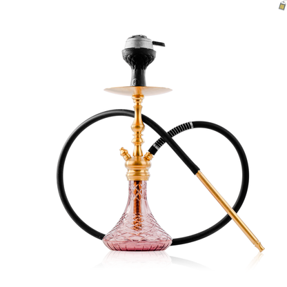 COCOYAYA Simba Hookah with Round Brown Bag - Gold Stem / Purple Base