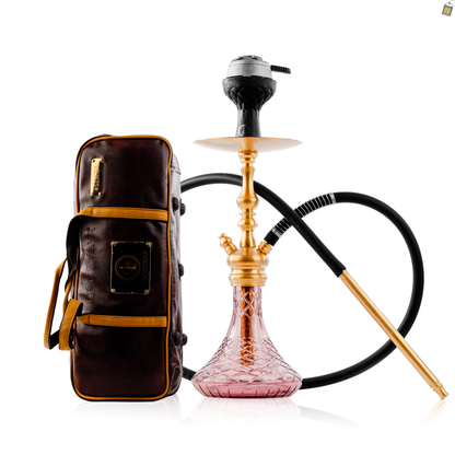 COCOYAYA Simba Hookah with Brown Bag - Gold Stem / Purple Base