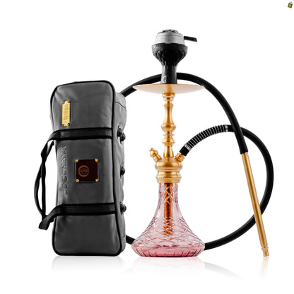 COCOYAYA Simba Hookah with Light Grey Bag - Gold Stem / Purple Base