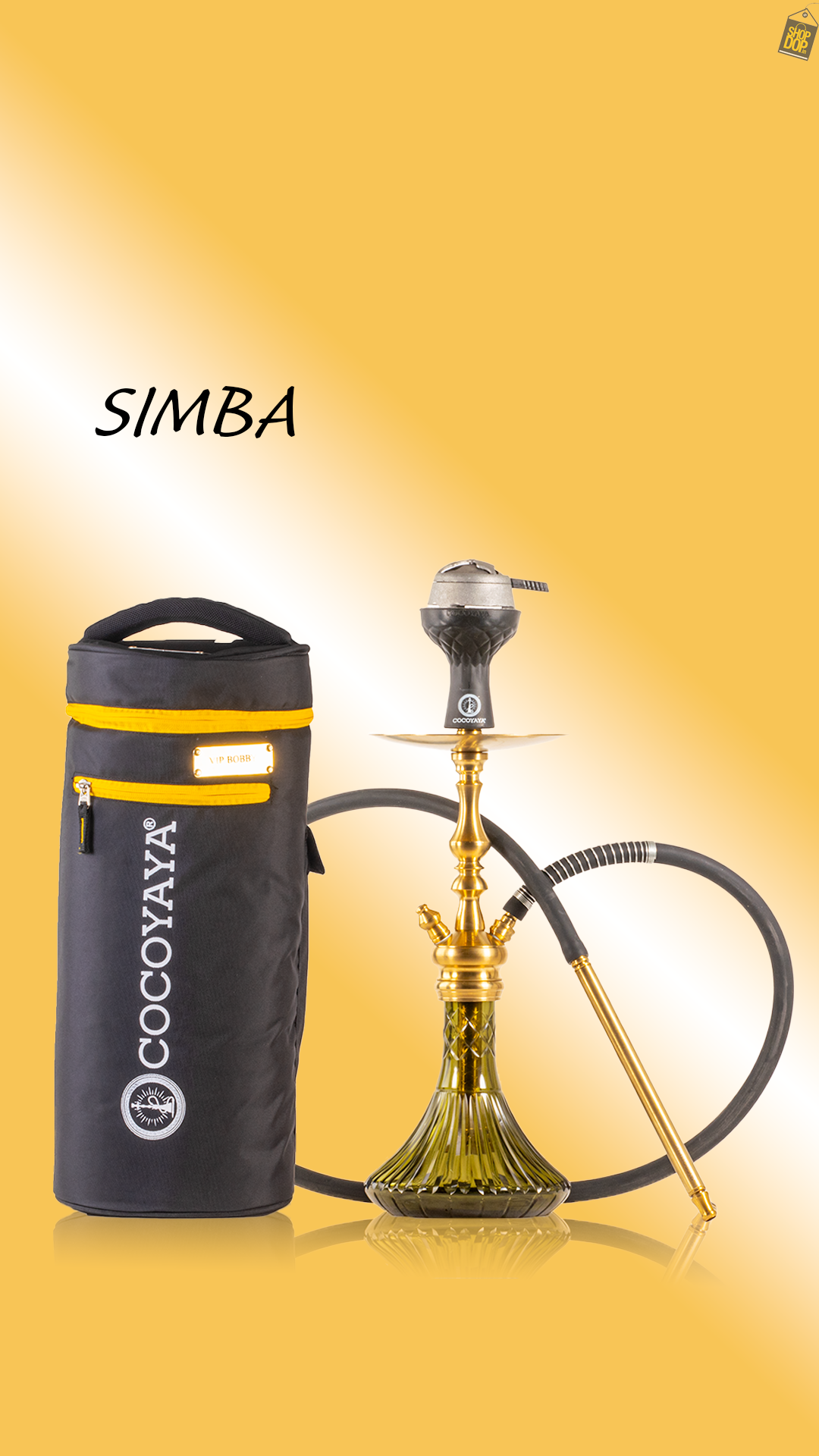 COCOYAYA Simba Hookah with Bag - Gold Stem / Emerald Green Base