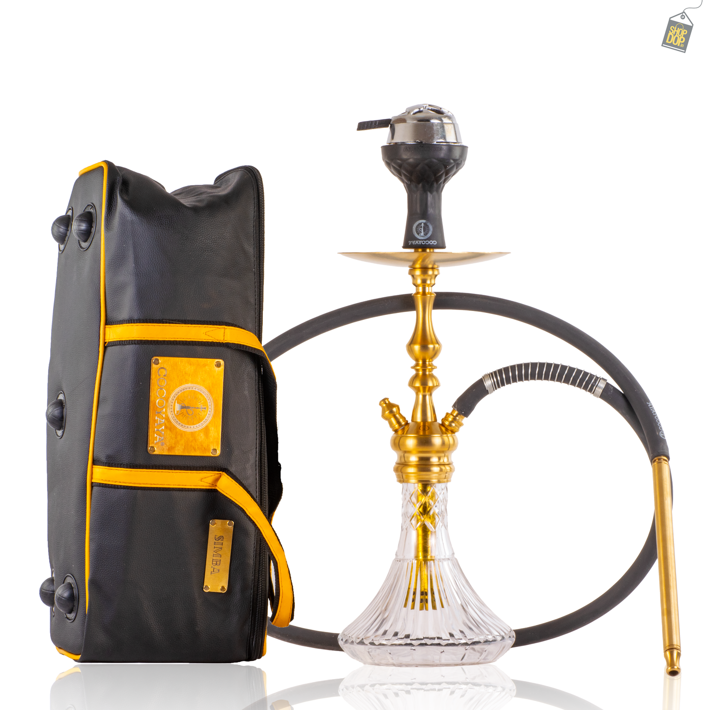COCOYAYA Simba Hookah with Bag- Gold Stem / Transparent CGB Base