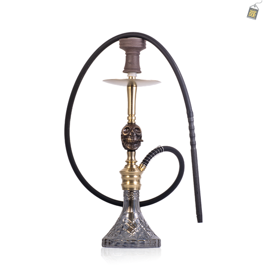 COCOYAYA Skull Dusk Bohemian Hookah - Gold Stem / Grey Base