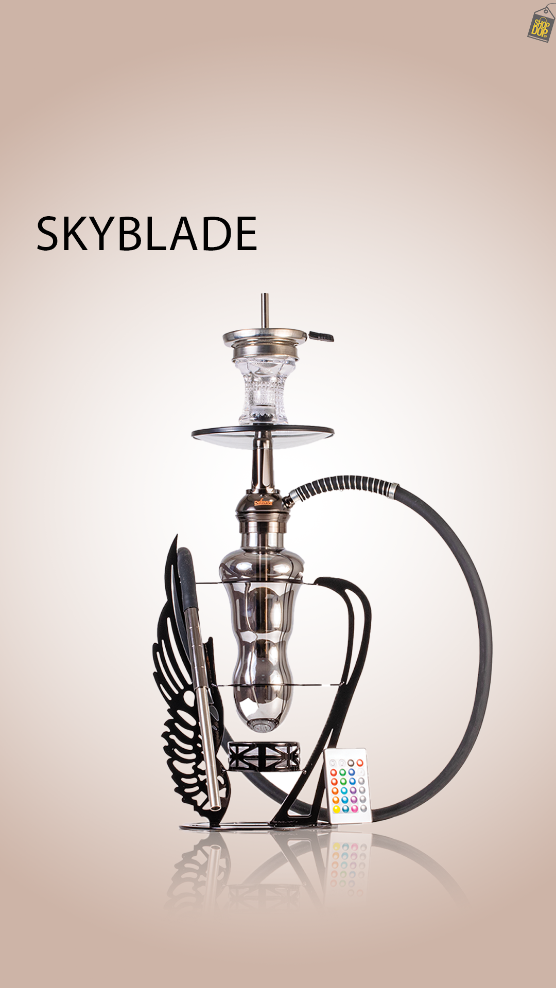 Skyblade Hookah with LED Light - Metallic Grey