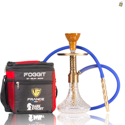 Dark Knight Slash Hookah with Bag - Gold Stem / Transparent Base