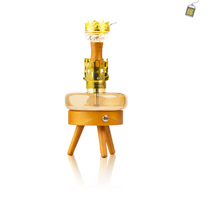 Space X1 Hookah with Wooden LED Light Stand - Golden