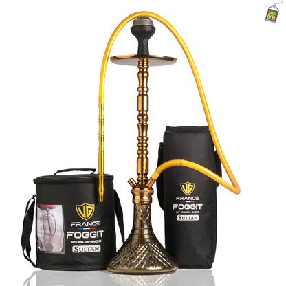 Sultan Igor Hookah with 2 Bags - Grey Base / Bronze Stem