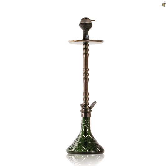 Sultan Arthur Hookah with 2 Bags - Black Stem / Emerald Green Base