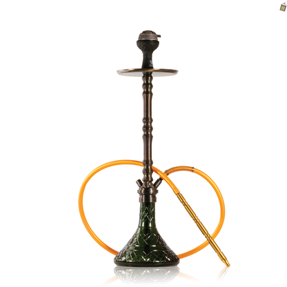Sultan Arthur Hookah with 2 Bags - Black Stem / Emerald Green Base