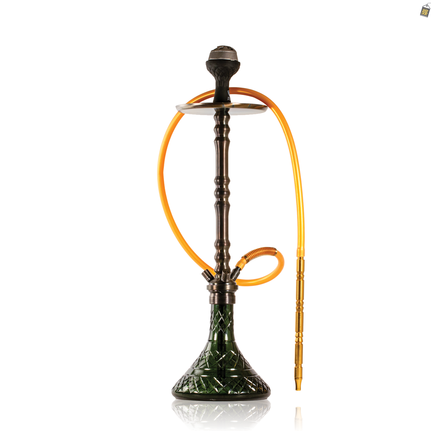 Sultan Arthur Hookah with 2 Bags - Black Stem / Emerald Green Base