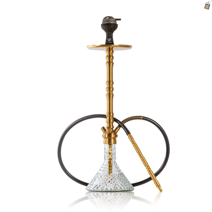 Sultan Arthur Hookah with 2 Bags - Gold Stem / Transparent Base