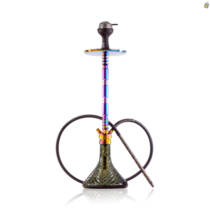 Sultan Evans Hookah with 2 Bags - Rainbow Stem / Emerald Green Base
