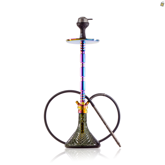 Sultan Evans Hookah with 2 Bags - Rainbow Stem / Emerald Green Base