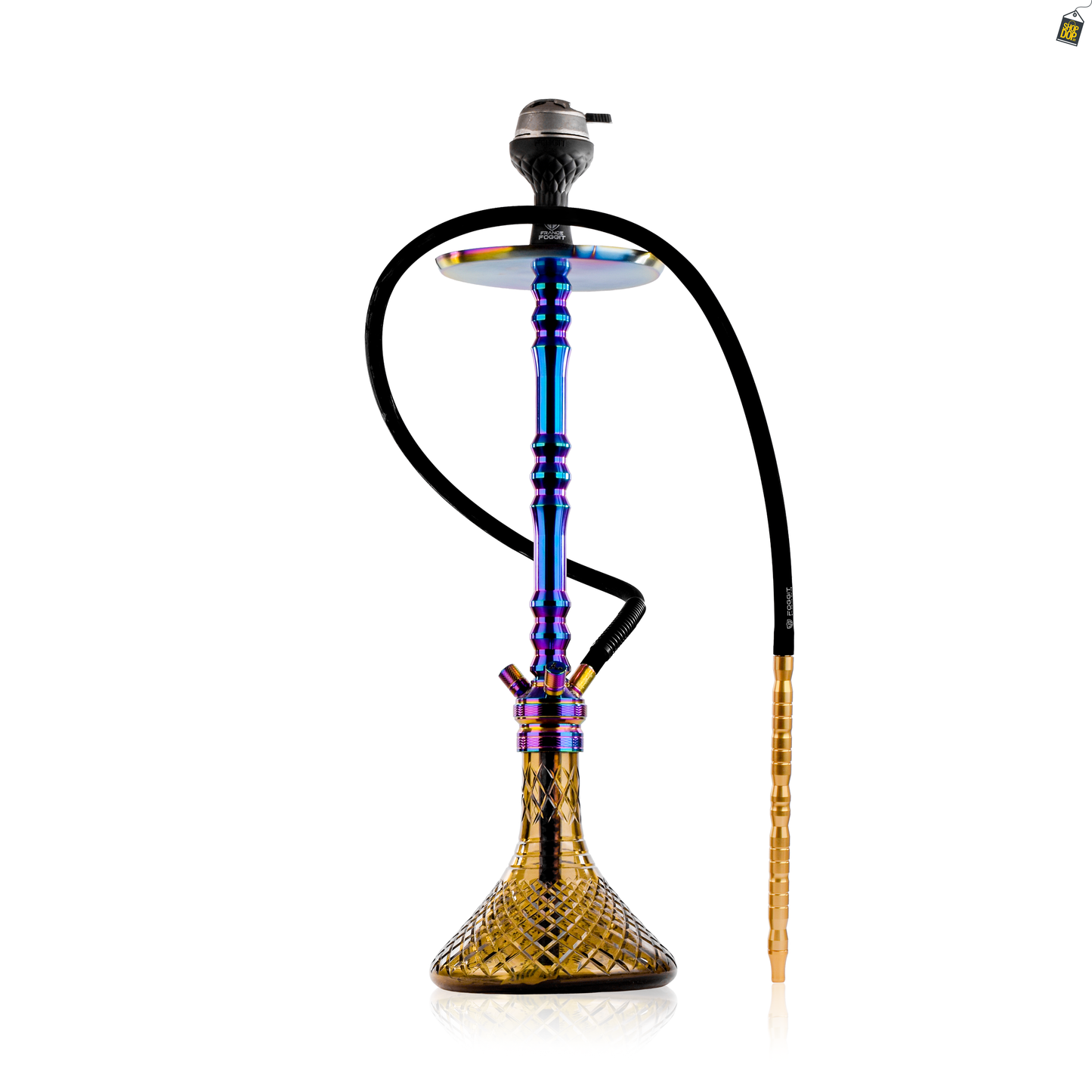 Sultan Arthur Hookah with 2 Bags - Rainbow Stem / Bronze Base