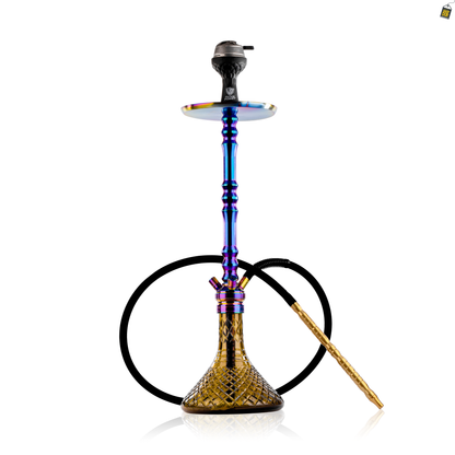 Sultan Arthur Hookah with 2 Bags - Rainbow Stem / Bronze Base