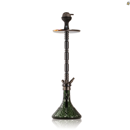 Sultan Evans Hookah with 2 Bags - Black Stem / Emerald Green Base